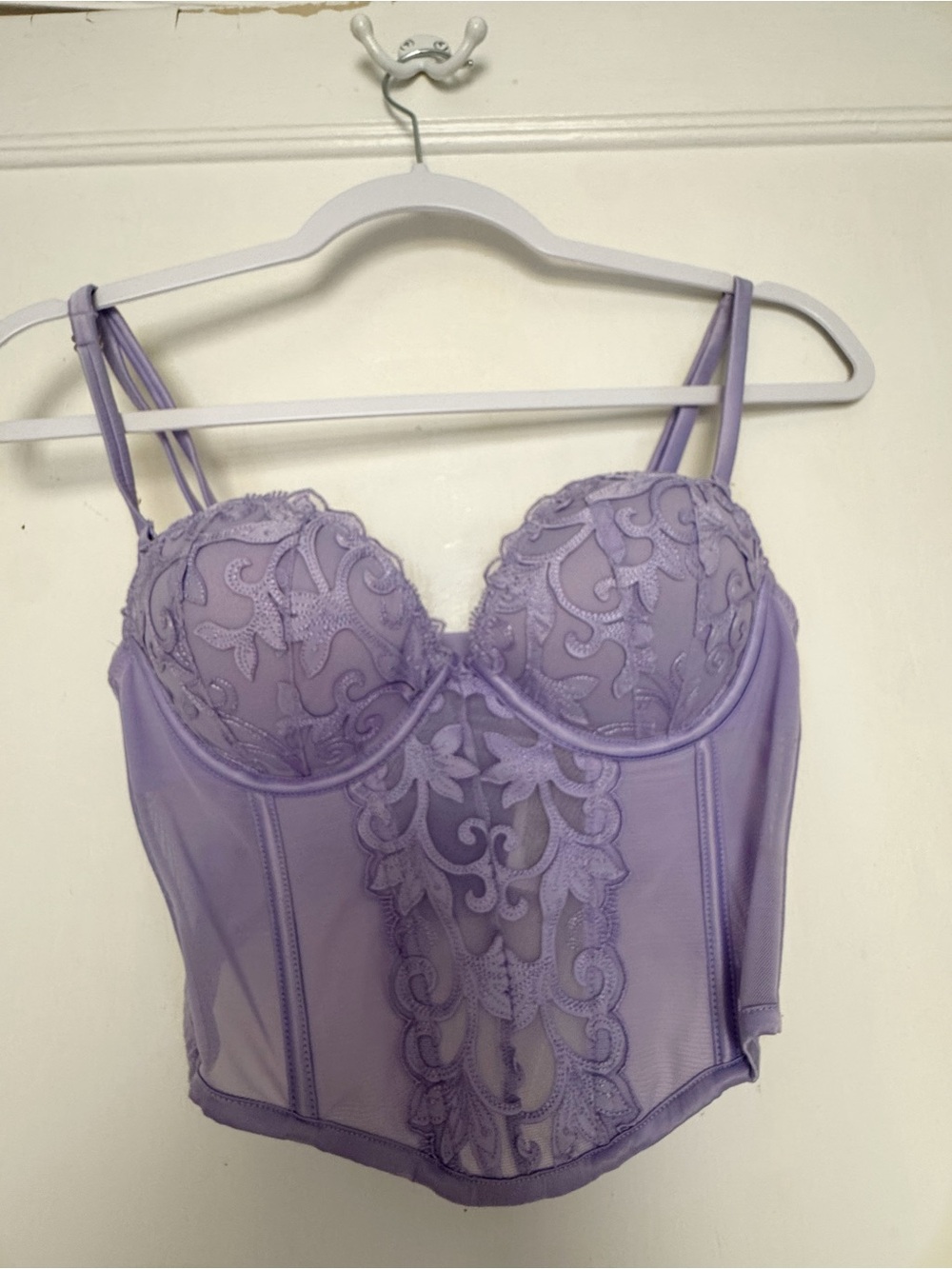 Lavender Lace Longline Bustier Corset Top